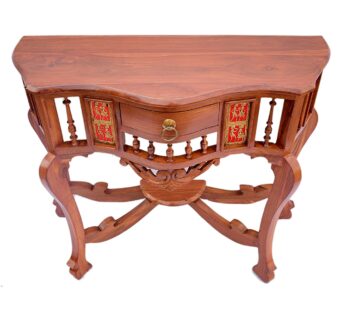 Teak Wood Antique and Royal Look Console Table with Beautiful Dhokra and Warli Art. Size : 30x36x15 (HxWxD)
